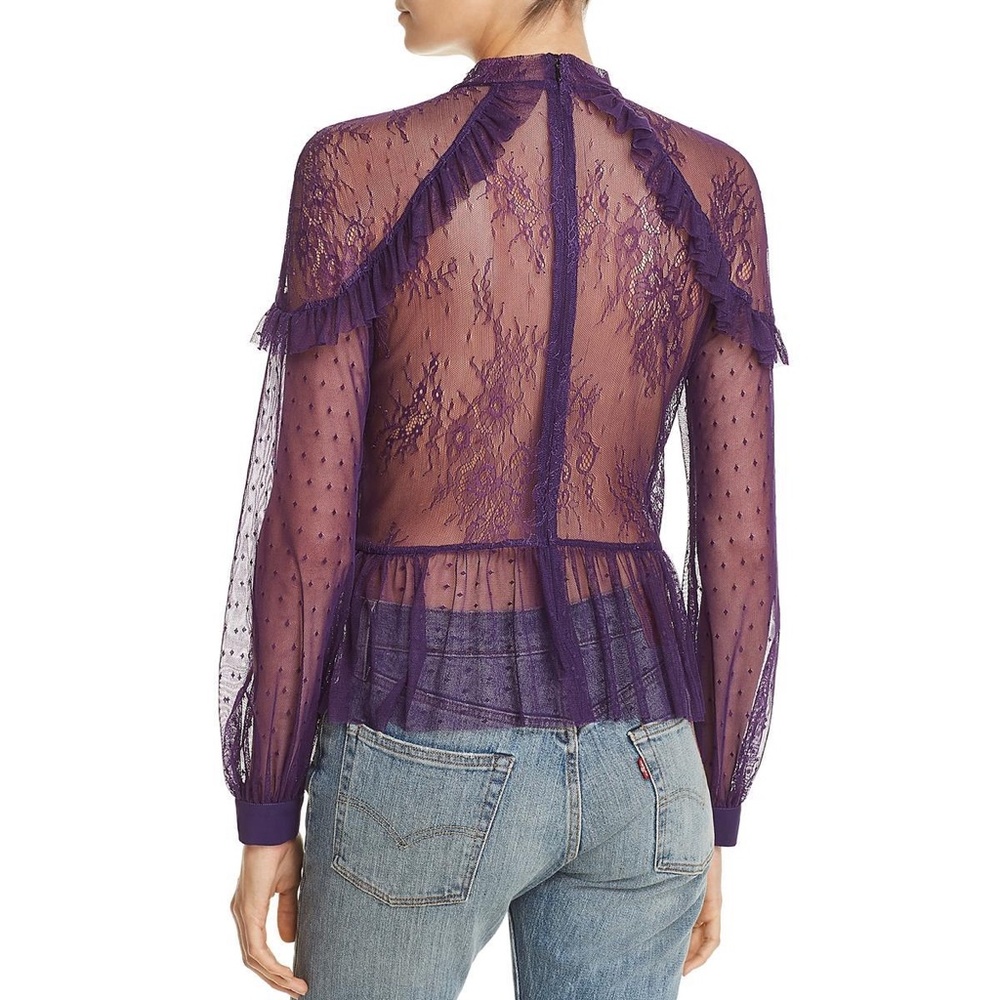 BARDOT Ruffled Lace Peplum Blouse - Picture 2 of 8